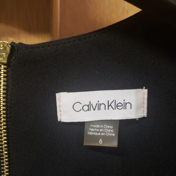 CALVIN KLEIN KNEE LENGTH V-NECK BLACK DRESS 3/4SLEEVES SIZE 6GREAT CONDITION! - Picture 3 of 5